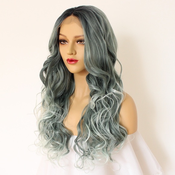 New arrival mixed green color wavy lace front wigs - Picture 5 of 6